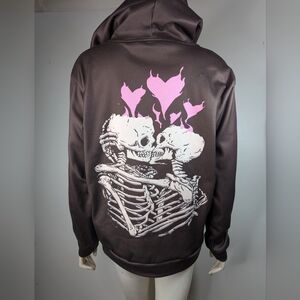 Skeleton Wedding Marriage Hoodie Womens Small Brown